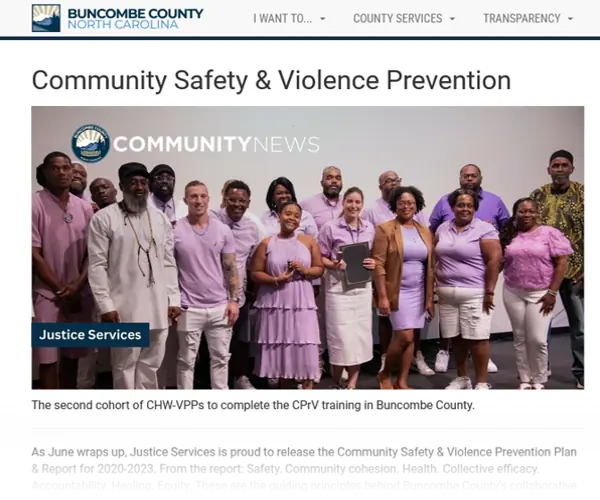 Screen capture of Buncombe County article